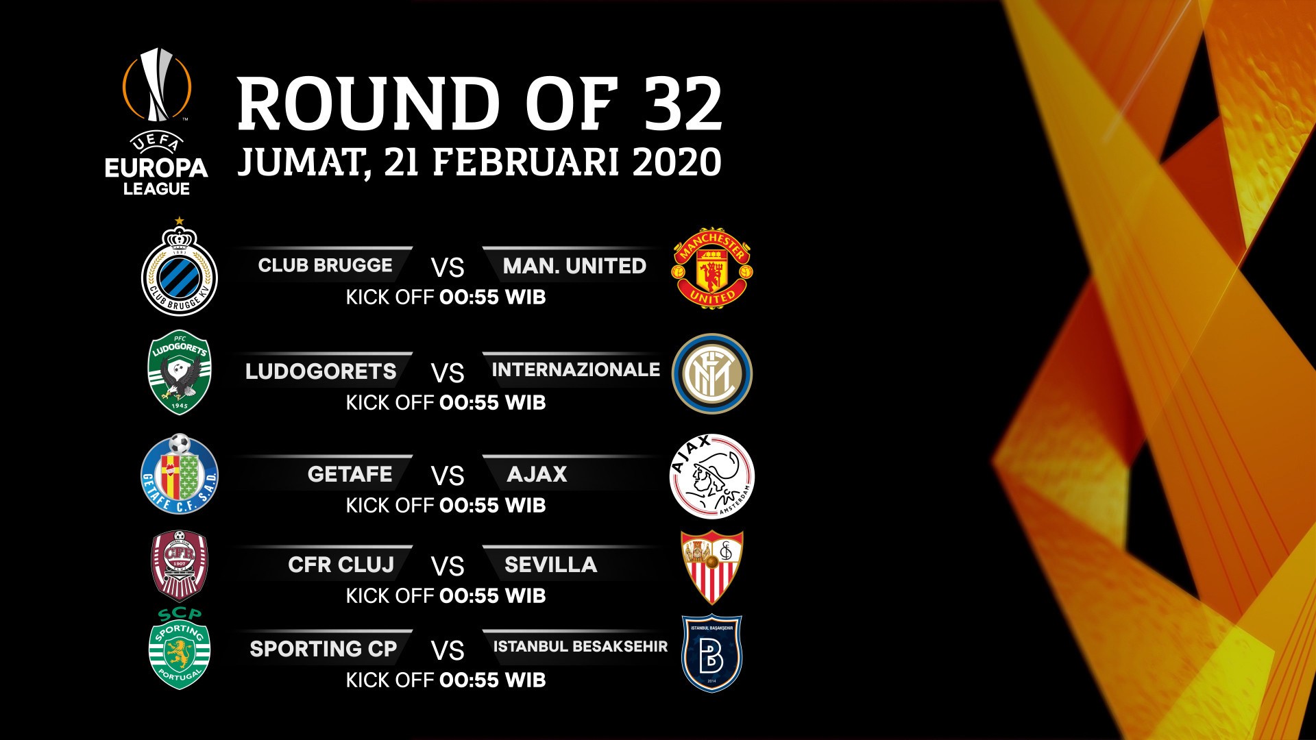 Streaming Jadwal Pertandingan Round Of 32 21 Februari 2020 00 55 Wib Uefa Europa League 2019 20 Vidio