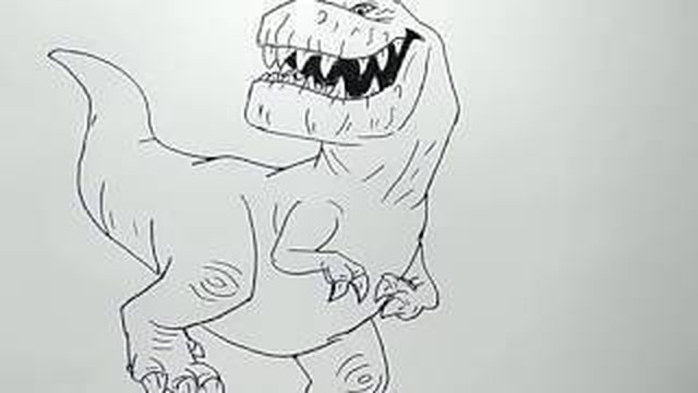 cara menggambar dinosaurus t rex di film good dinosaur / how to draw t rex  dinosaur | Vidio