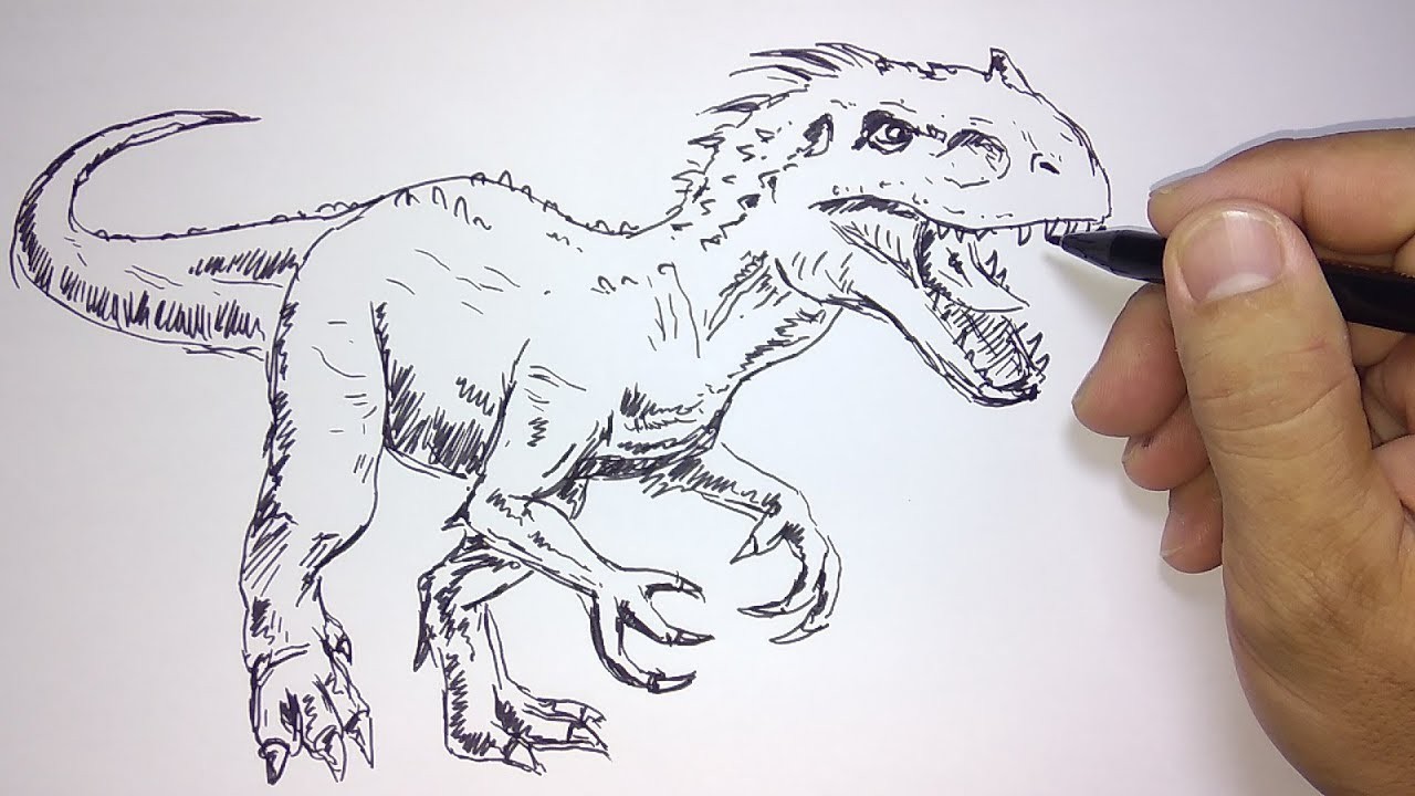 Cara Menggambar Dinosaurus Indomus Rex Dengan Gampang
