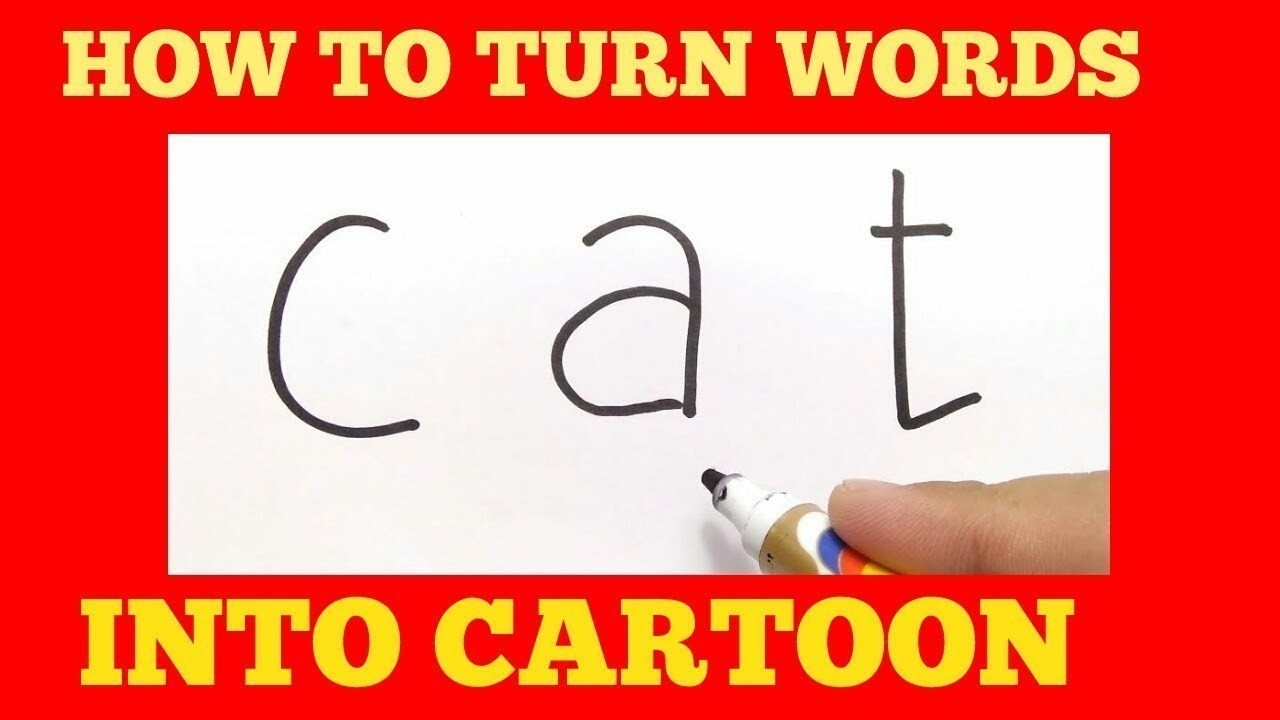Wow Cara Menggambar Kucing Dari Kata Cat How To Turn Words Cat Into Cartoon