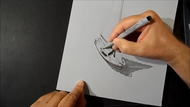 Menggambar 3d Perahu Layar Trick Art
