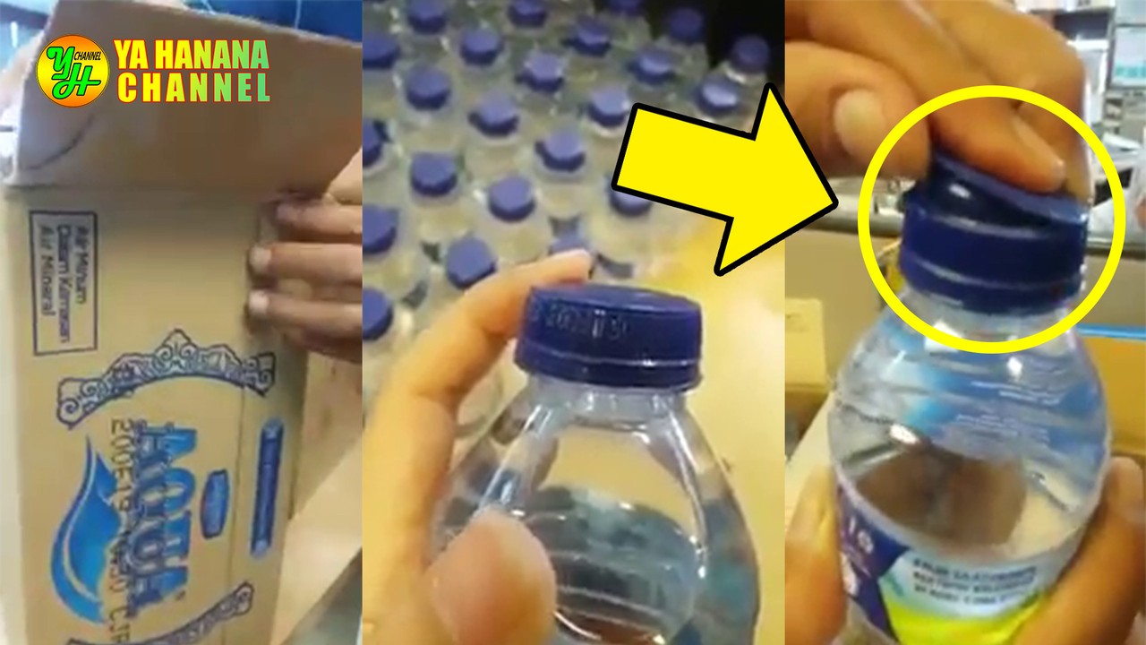 Streaming Heboh Kemasan Aqua  Dengan  Tutup Botol  Aneh 