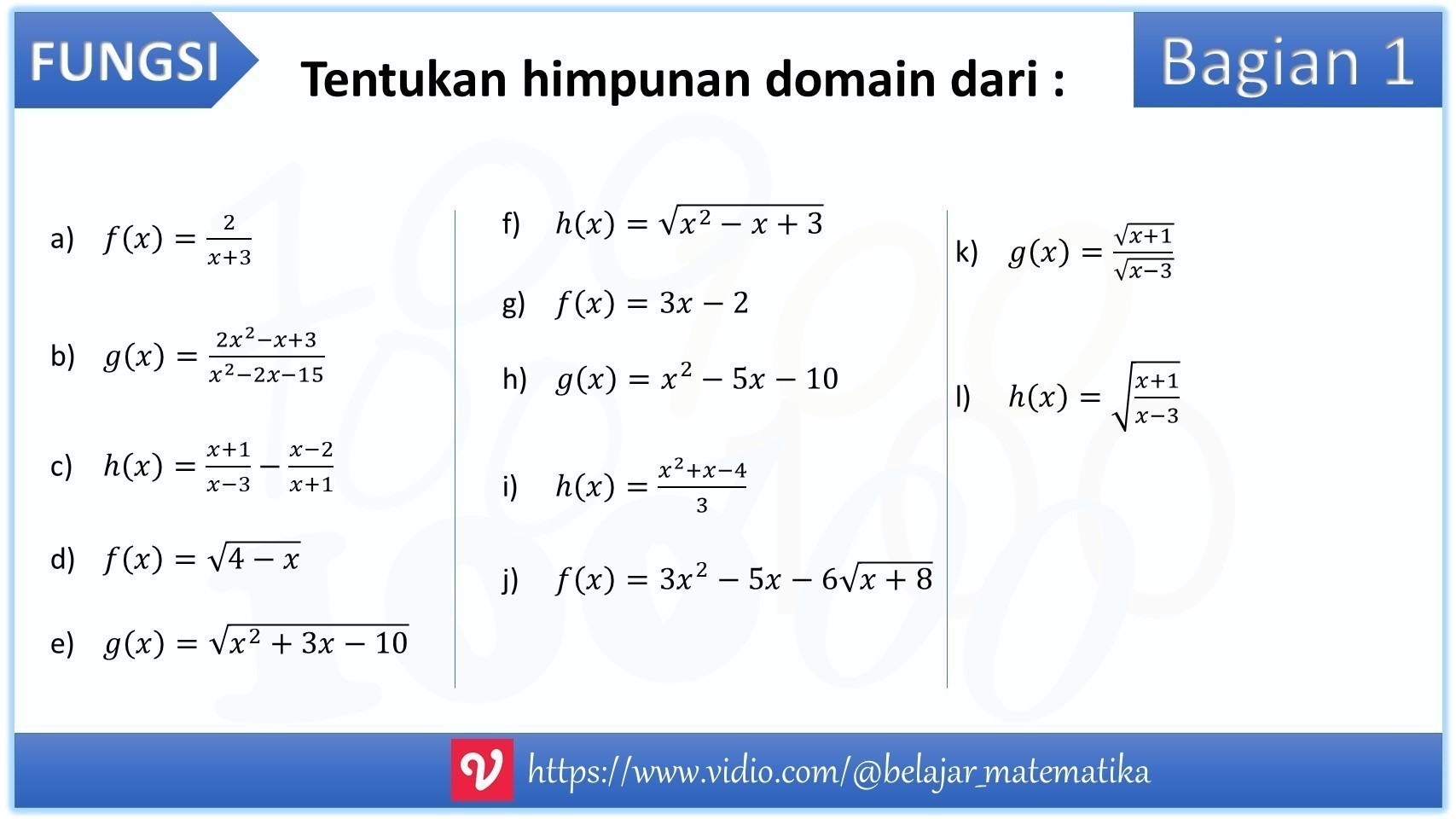 Streaming Belajar Matematika Menentukan Domain Fungsi 1 Vidio