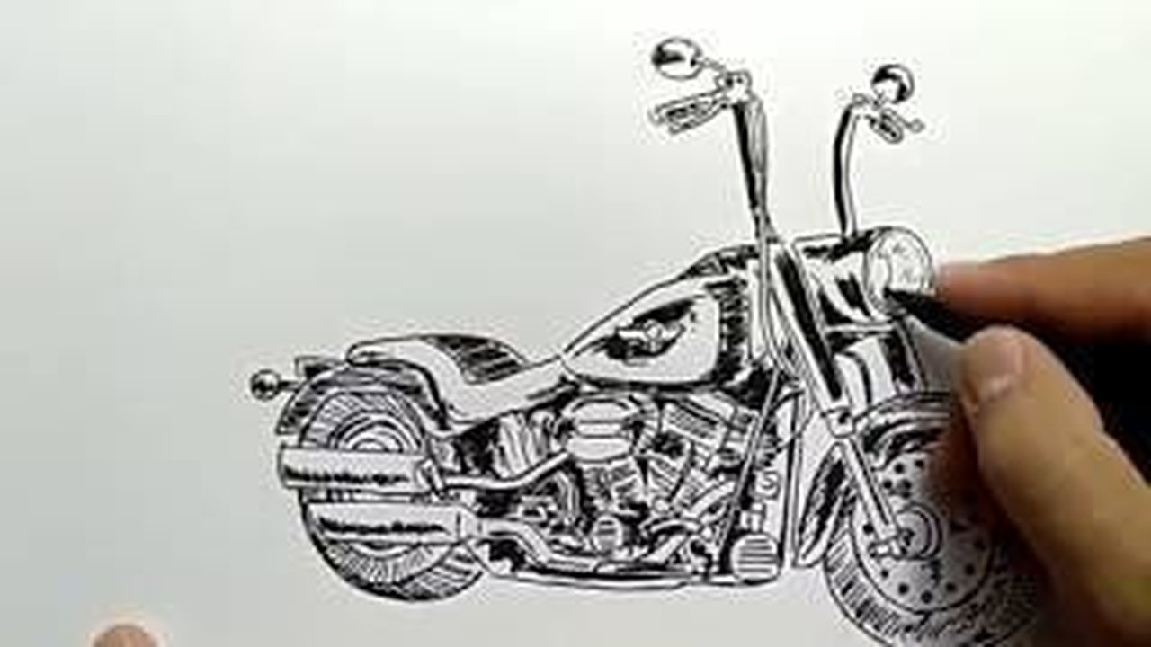Streaming cara menggambar motor harley davidson / how to draw harley davidson motorcycle - Vidio.com