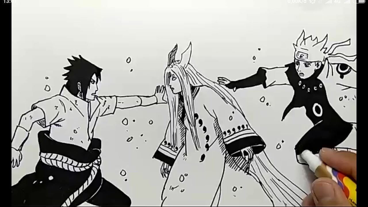 Cara Menggambar Naruto Sasuke Vs Kaguya Dengan Mudah Dan Cepat