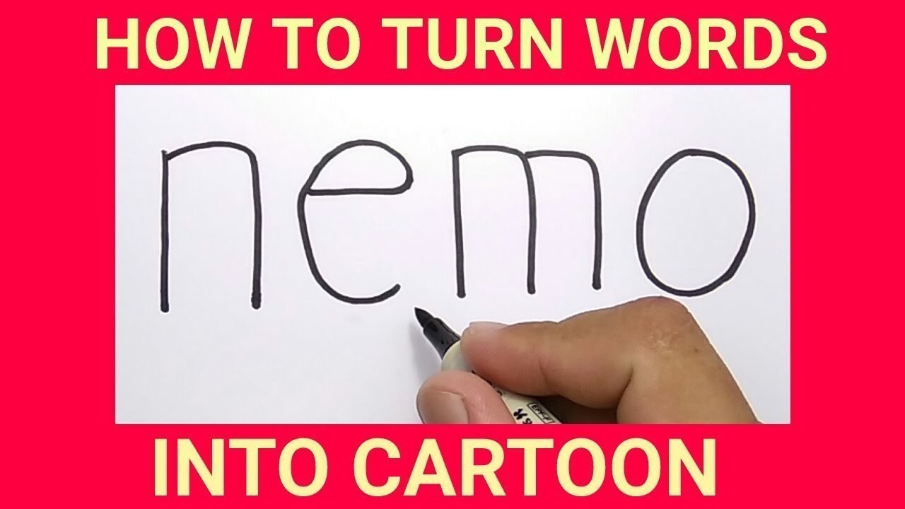 Wow Cara Menggambar Ikan Nemo Dengan Kata Nemo How To Turn Words Nemo Into Cartoon