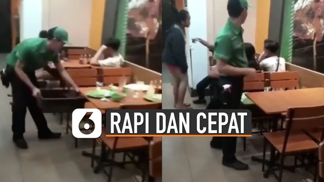 Streaming Penuh Semangat Aksi Pria Bersihkan Meja  Makan  