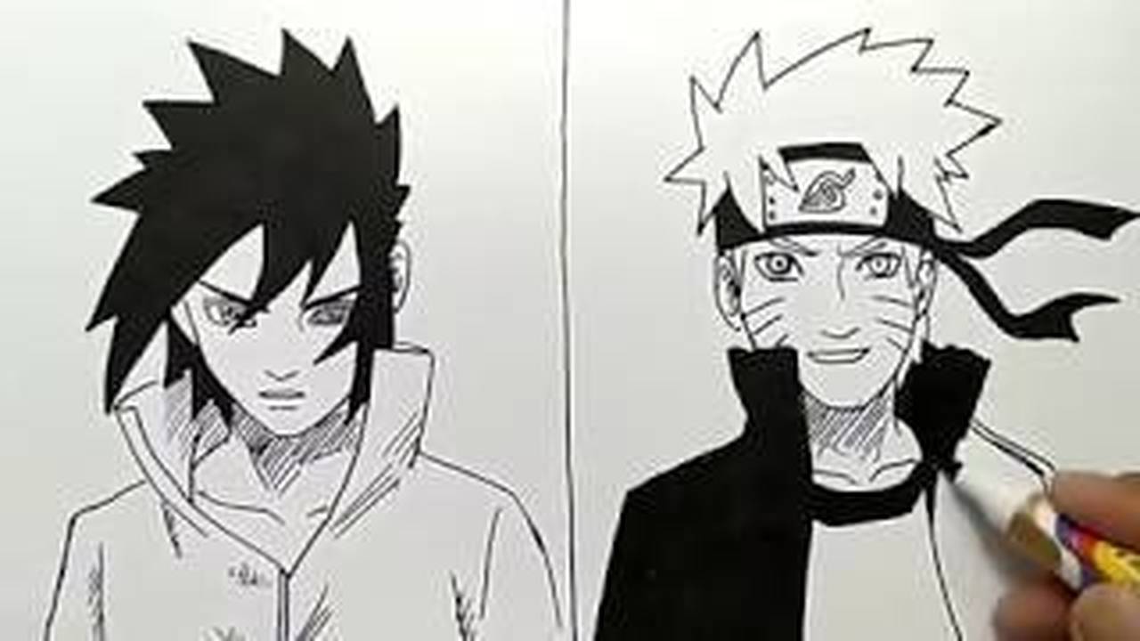 Streaming cara menggambar naruto vs sasuke dengan simple / how to draw naruto vs sasuke, easy