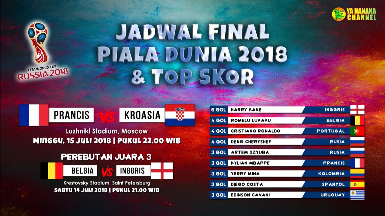 Streaming Jadwal Final Piala Dunia 2018 Live Dan Top Skor Sementara Prancis Vs Kroasia Belgia Vs Inggris Vidio