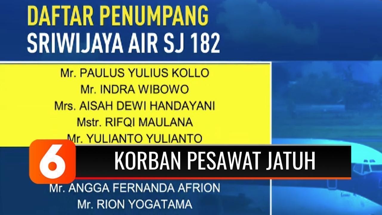 Streaming Daftar Nama Korban Tragedi Jatuhnya Pesawat ...