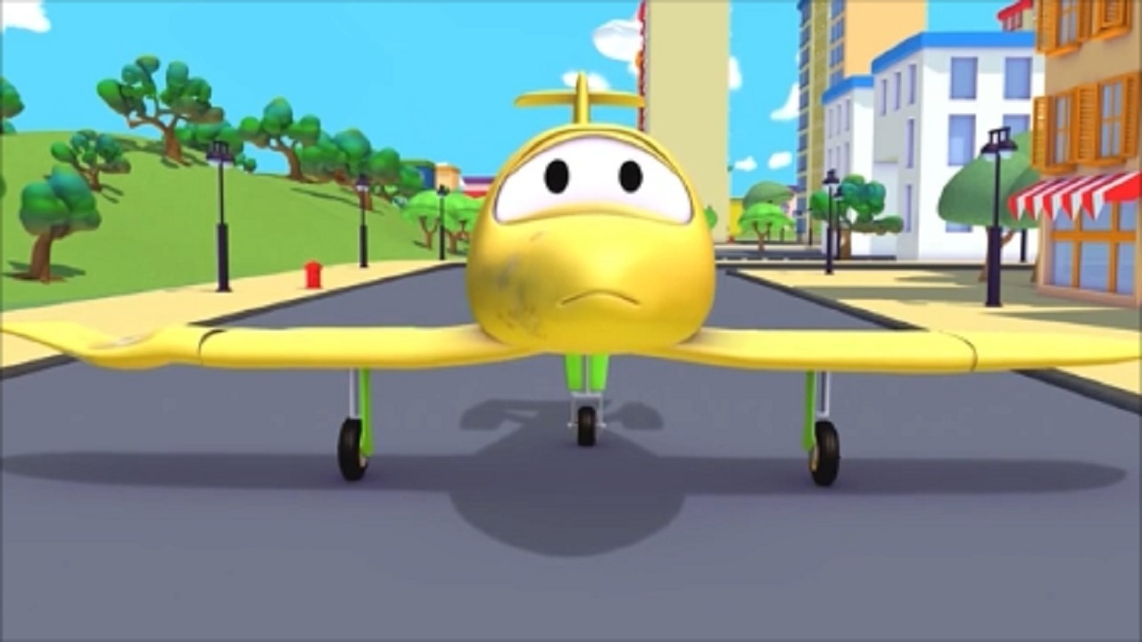 Pesawat Di Kota Mobil Truk Dan Mobil Kartun Untuk Anak Vidiocom