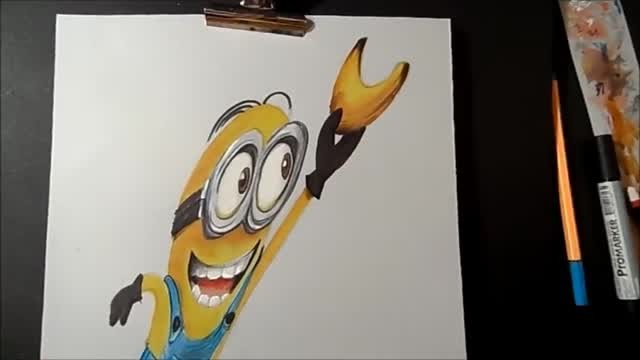 Drawing 3d Minion And Banana