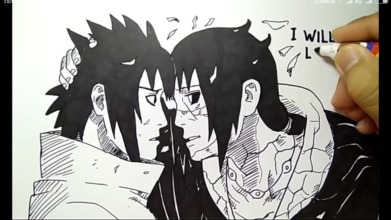 Cara Menggambar Sasuke Dan Itachi Dari Manga Naruto