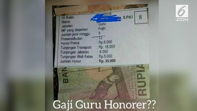 Miris Beredar Slip Gaji Guru Honorer 35 Ribu Sebulan