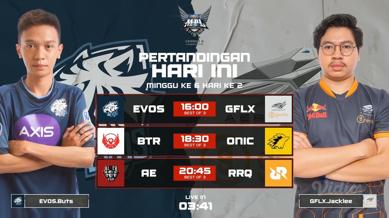 Streaming MPL Season 5 Evos Legends 1 Vs 2 Genflix Aerowolf Mobile Legends Professional League 2020 Vidio