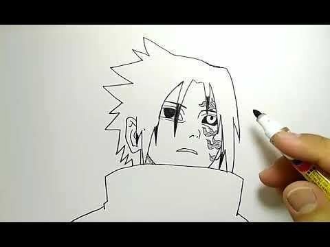 Cara Menggambar Sasuke Uchiha Waktu Normal